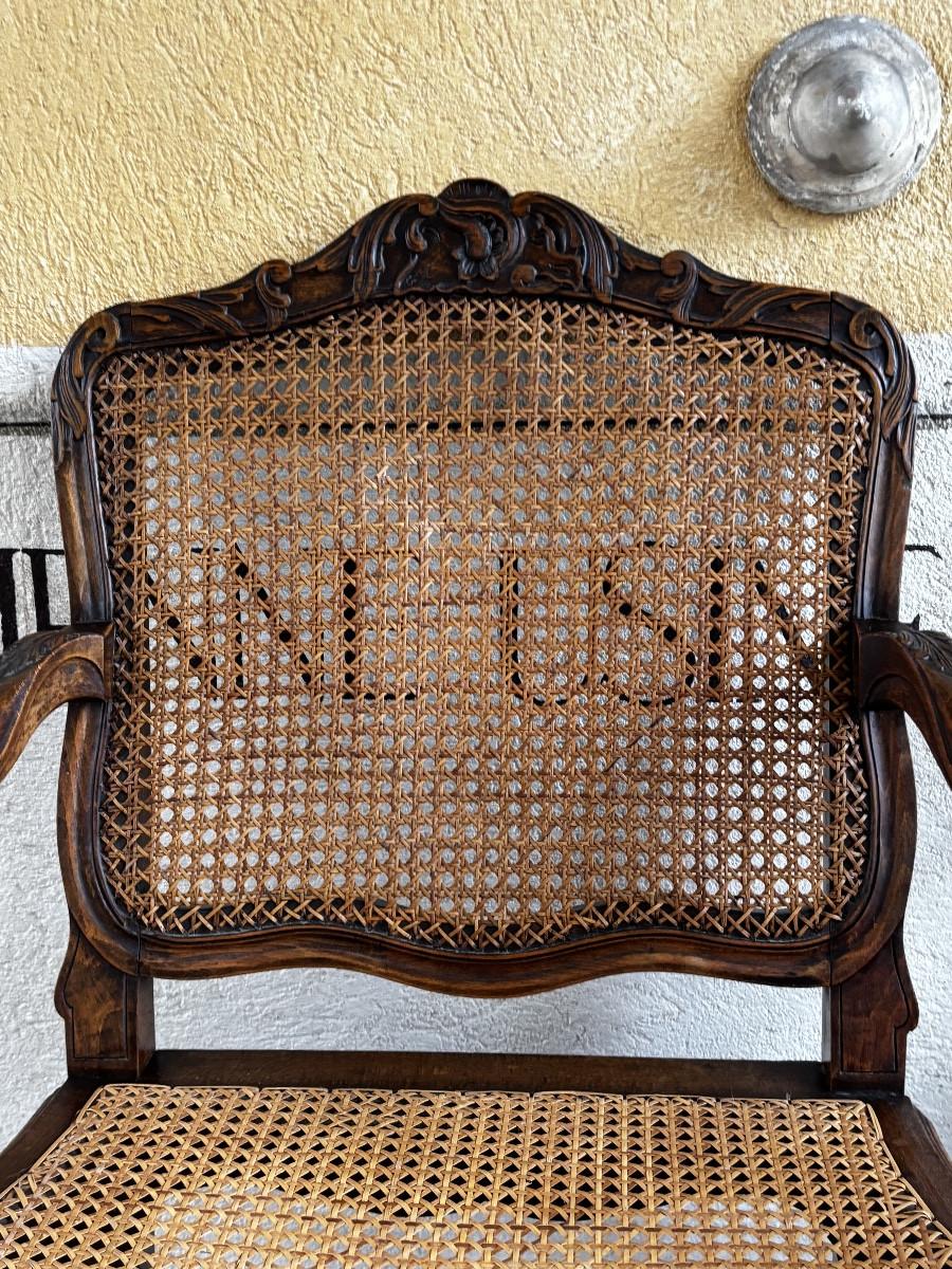 Paire de fauteuils cannés de style régence -photo-4