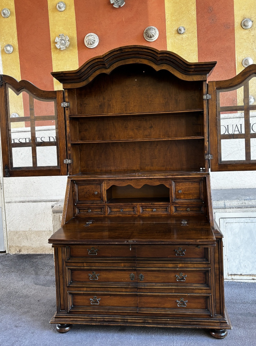 Louis XIV Display Case In Walnut Forming A Scriban-photo-1