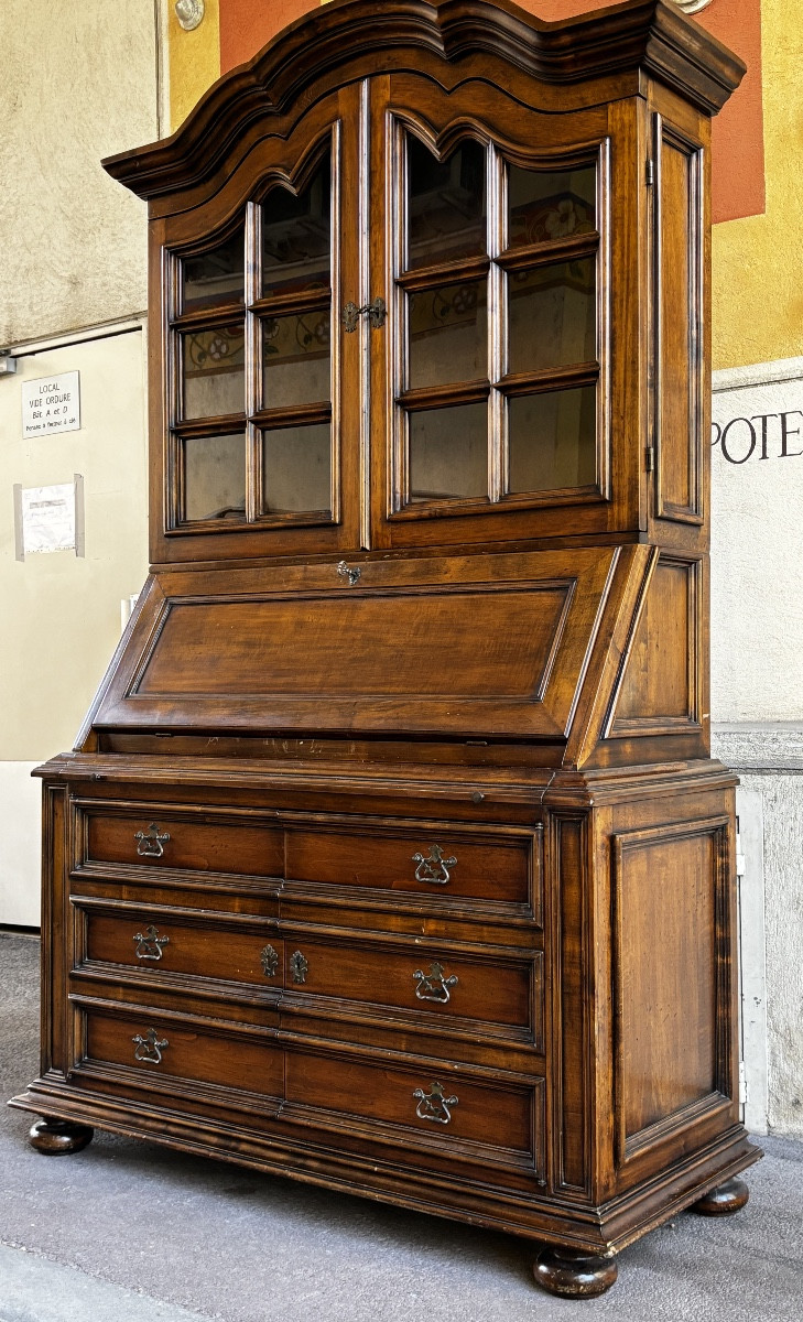 Louis XIV Display Case In Walnut Forming A Scriban-photo-3