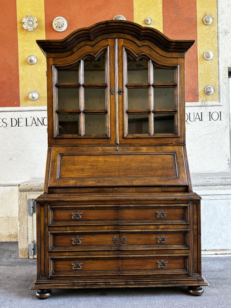 Louis XIV Display Case In Walnut Forming A Scriban