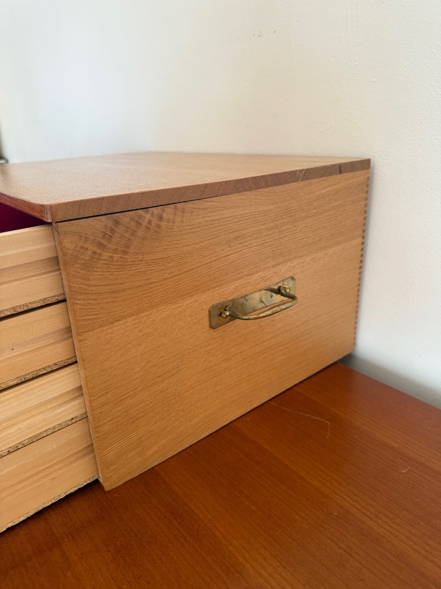 Coffret de ménagère en chêne blond massif  époque 20 ème -photo-4