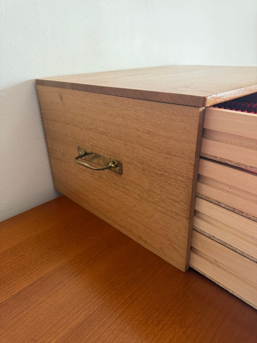 Coffret de ménagère en chêne blond massif  époque 20 ème -photo-1