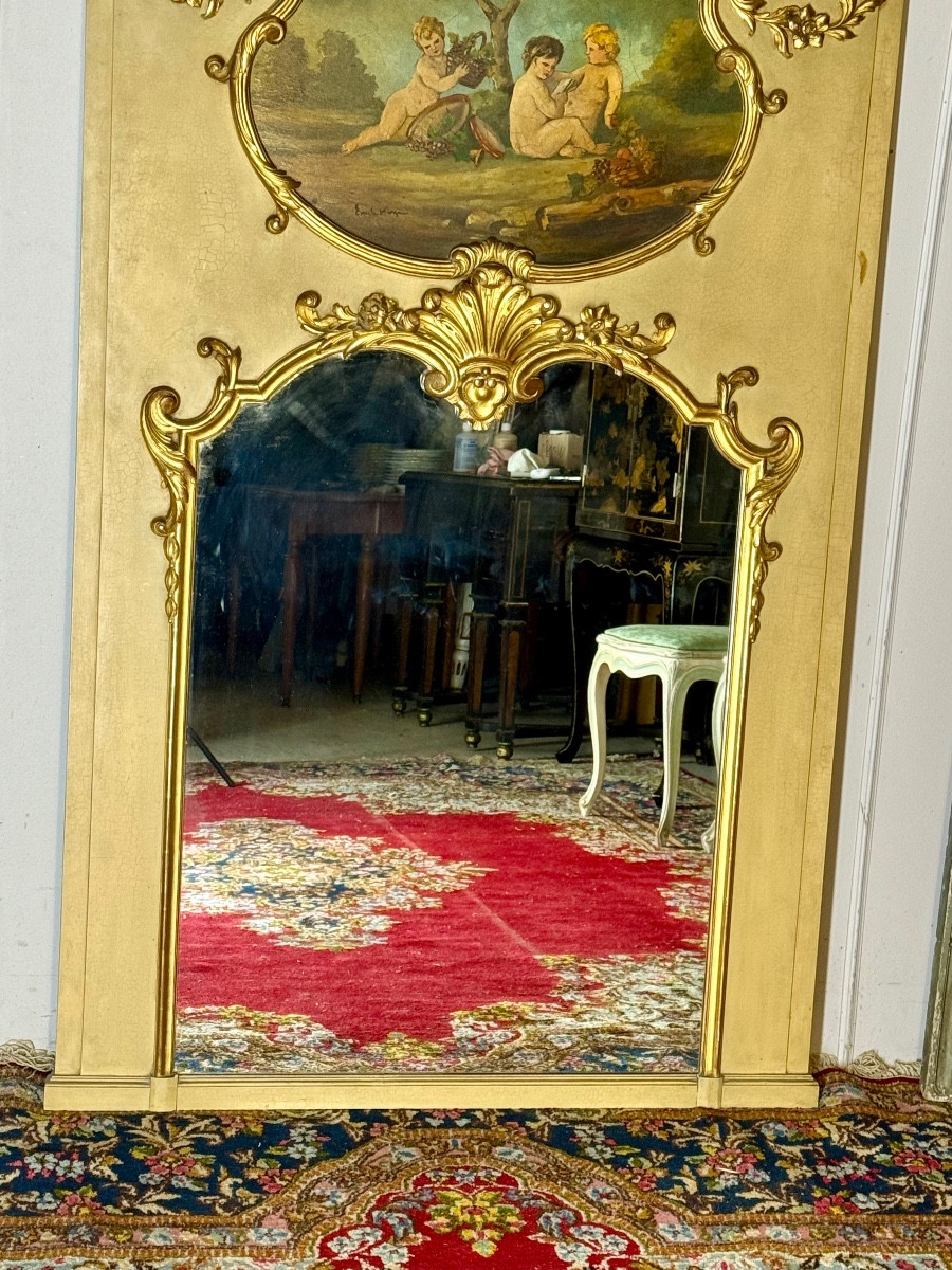 Louis XV Style Trumeau With Cherub Decoration -photo-4