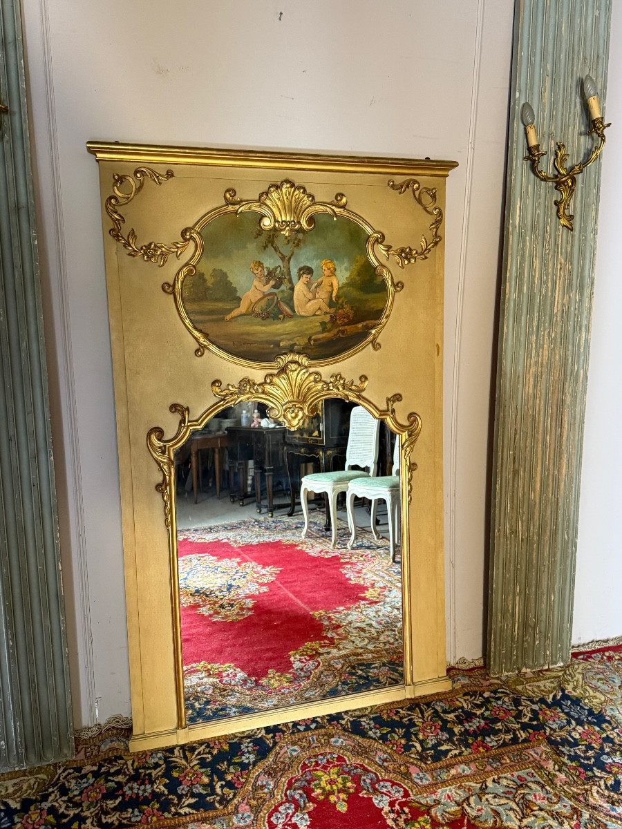 Louis XV Style Trumeau With Cherub Decoration -photo-5
