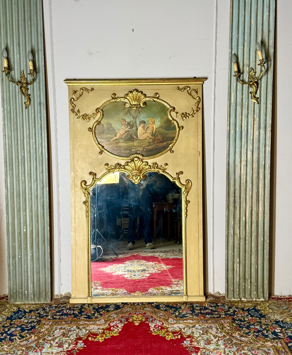 Louis XV Style Trumeau With Cherub Decoration -photo-7