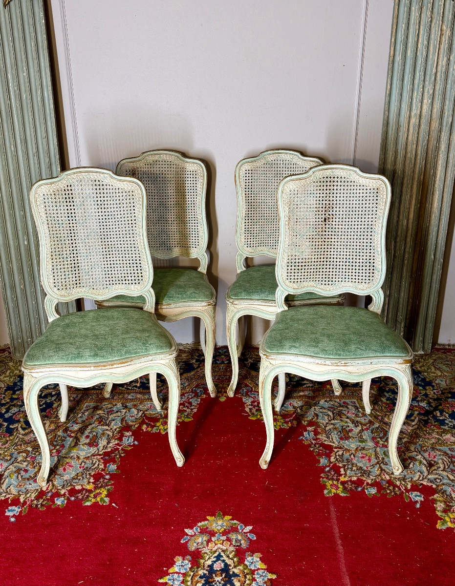 Suite de 4 chaises de Jean Mocque Paris style Louis XV 