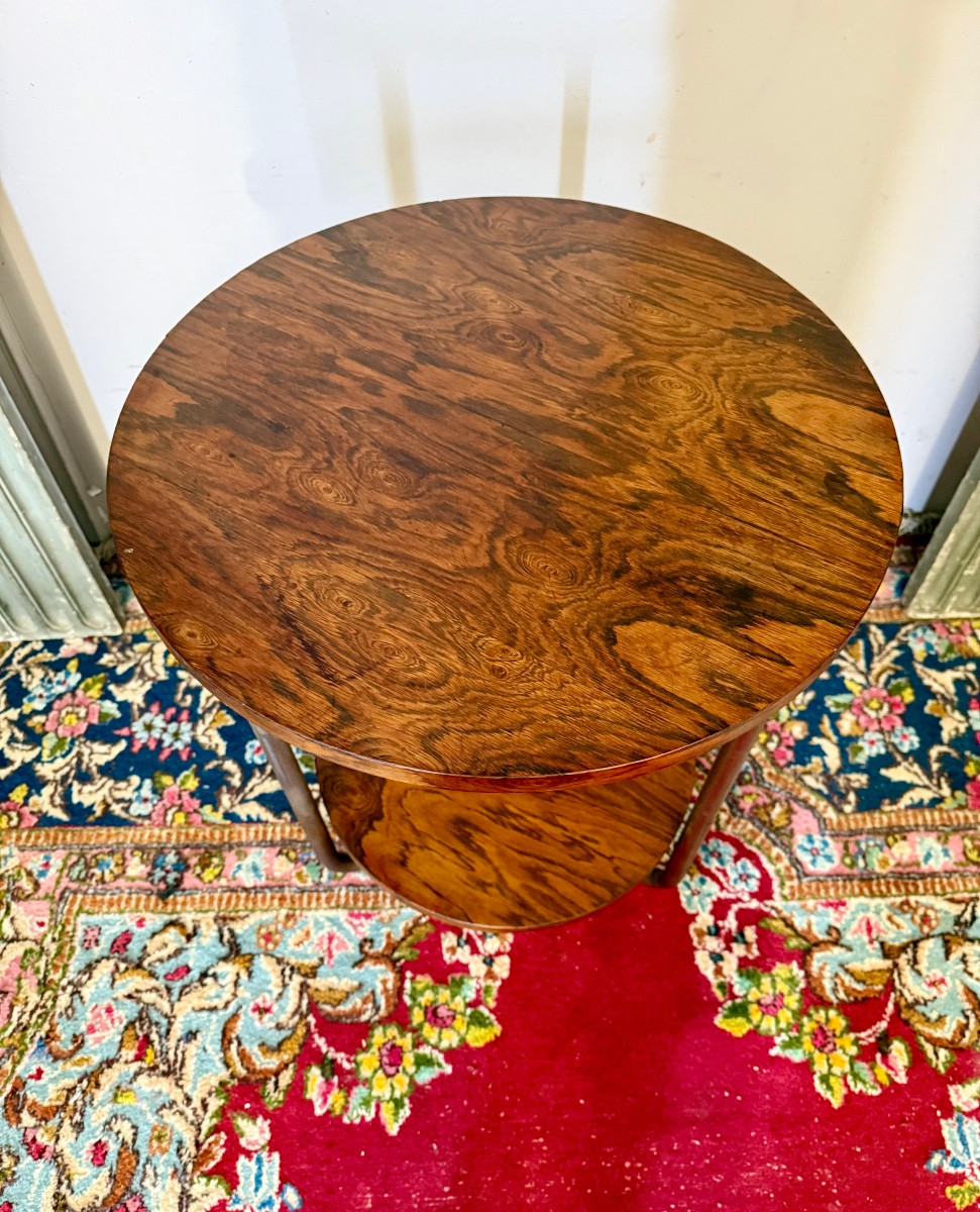 Table guéridon art déco en noyer -photo-3