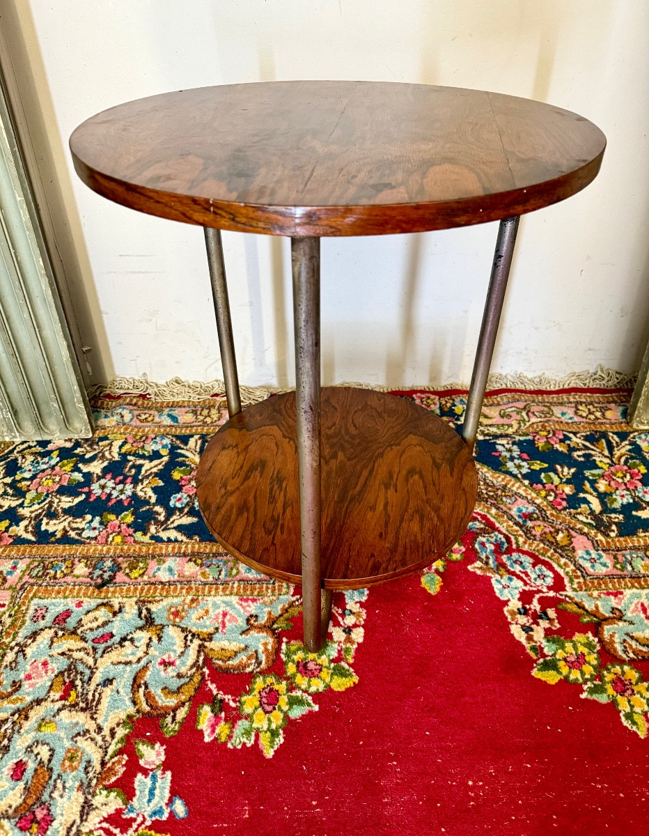 Table guéridon art déco en noyer -photo-4