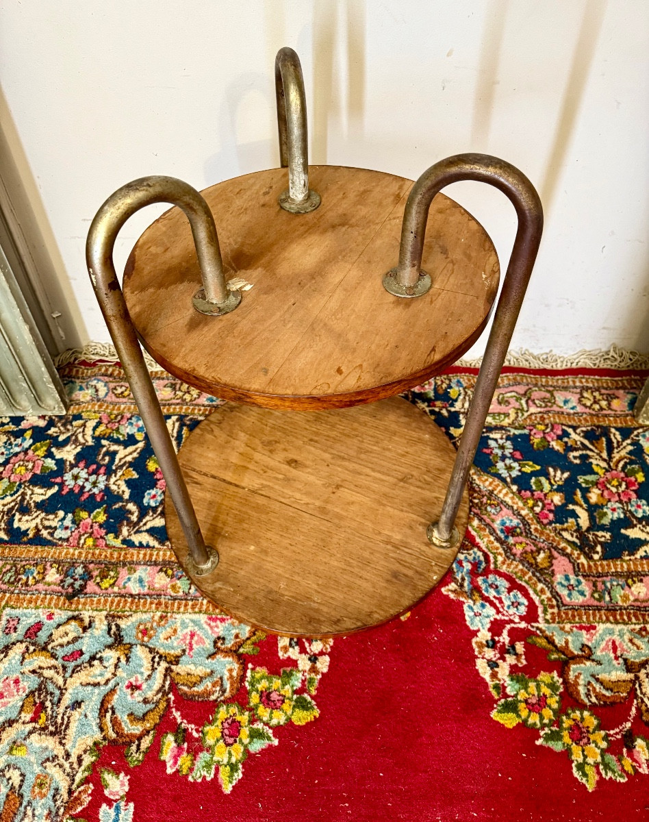 Table guéridon art déco en noyer -photo-2