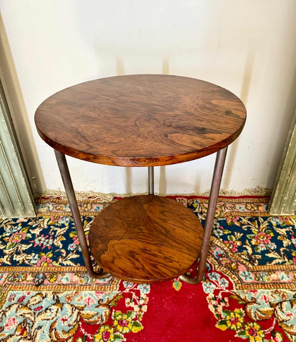 Table guéridon art déco en noyer 