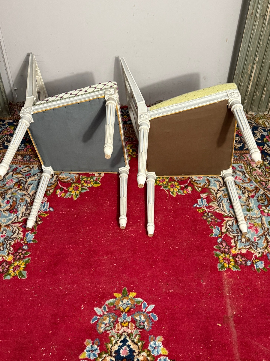 Paire de chaises de style Louis XVI  dossier lyre-photo-2