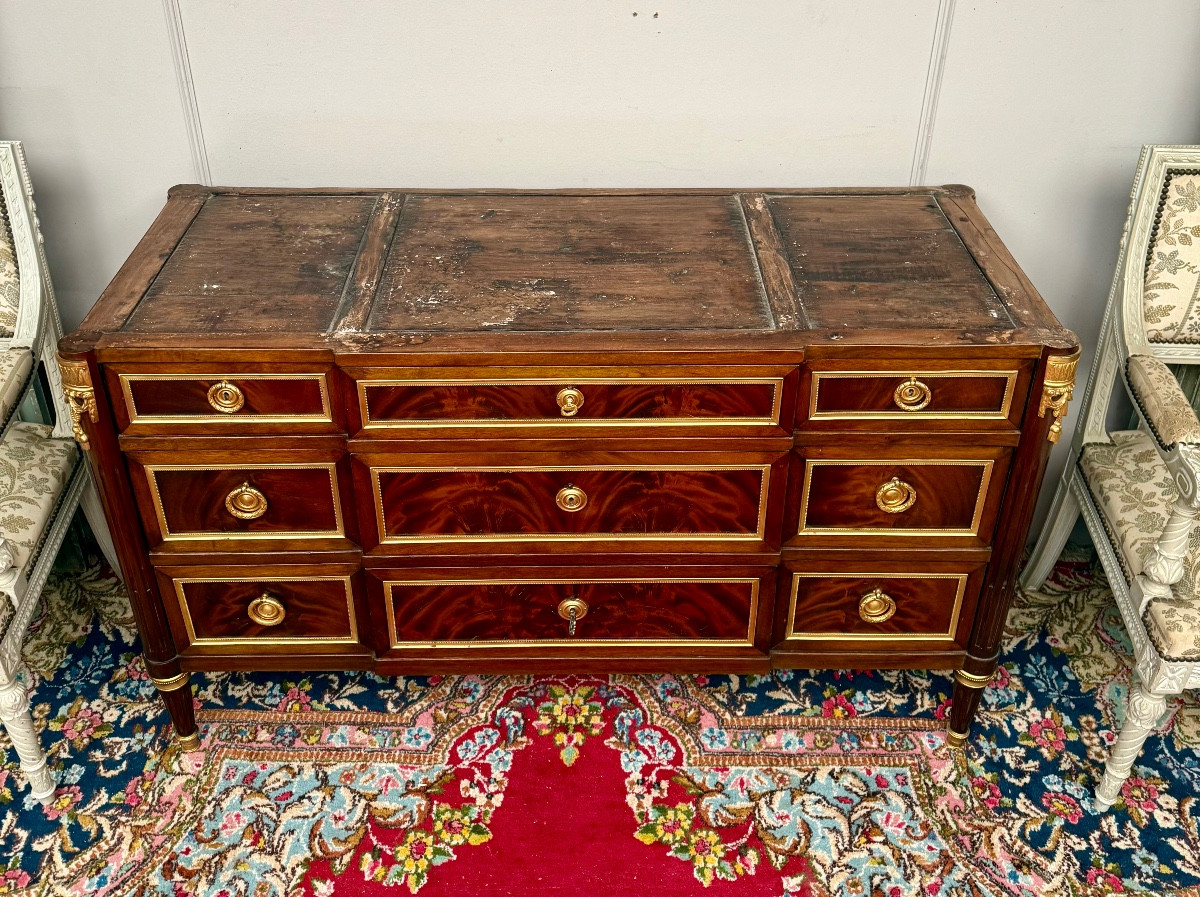Louis XVI Style Mahogany Chest Of Drawers-photo-3
