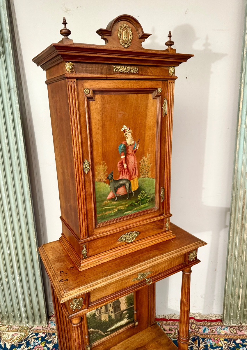 Napoleon III Walnut Cabinet In The Troubadour Style-photo-2