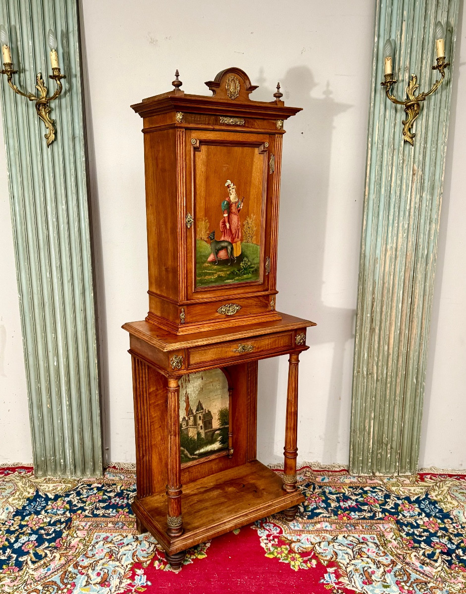 Napoleon III Walnut Cabinet In The Troubadour Style