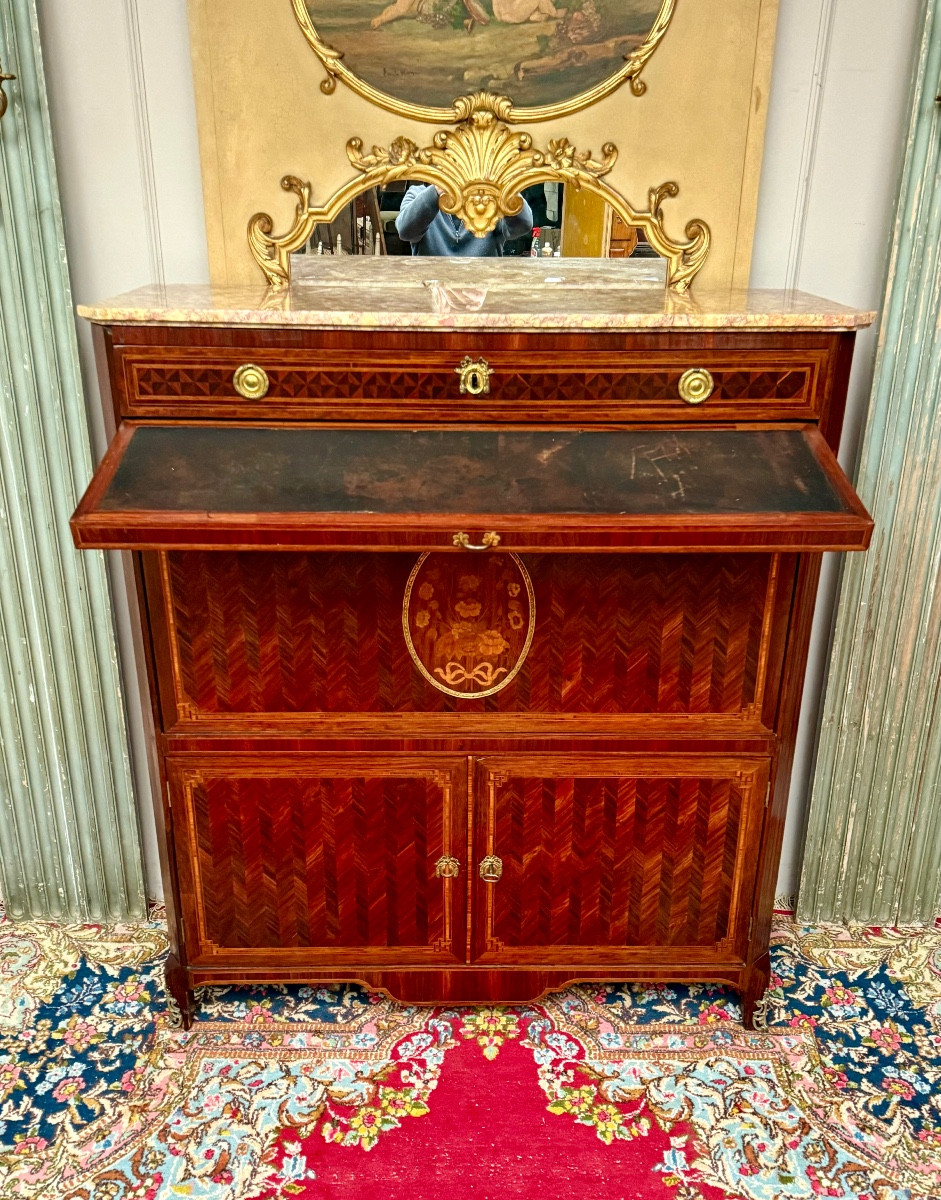 Secrétaire transition en marqueterie 18 ème siècle -photo-3