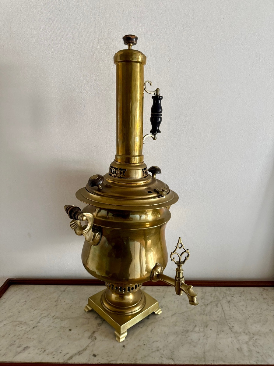 Samovar russe en laiton  XIX ème -photo-3