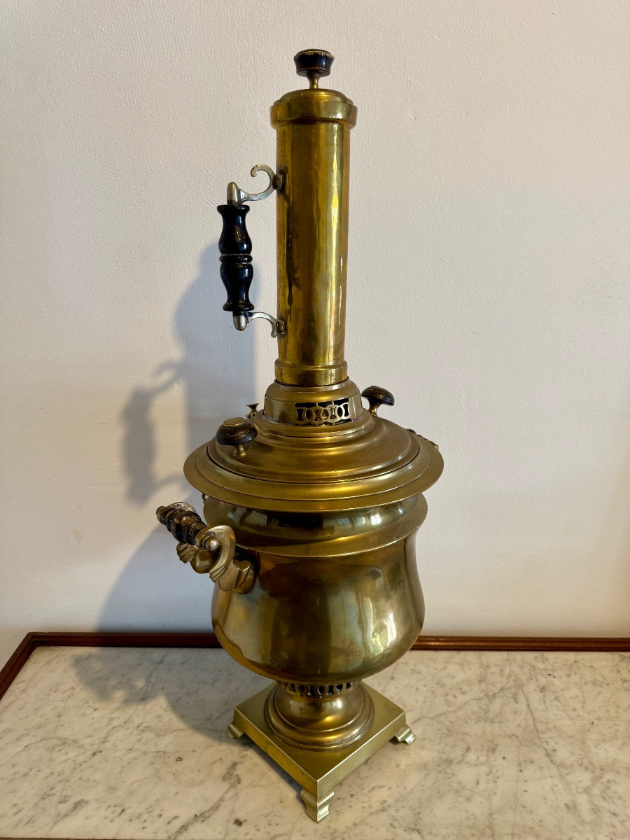 Samovar russe en laiton  XIX ème -photo-3