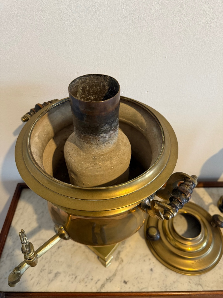 Samovar russe en laiton  XIX ème -photo-4