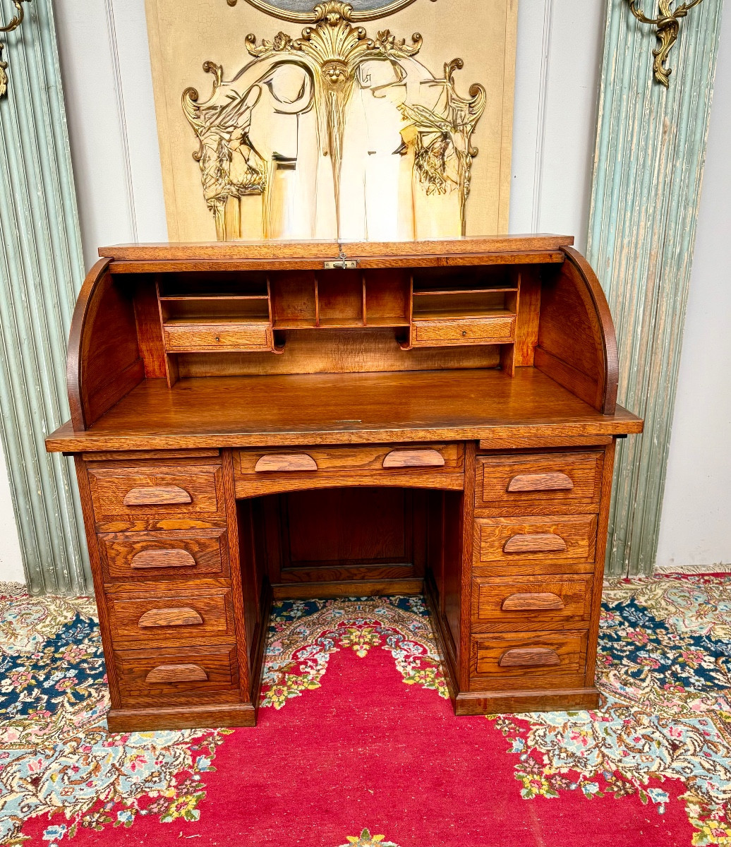 Solid Oak American Desk-photo-2