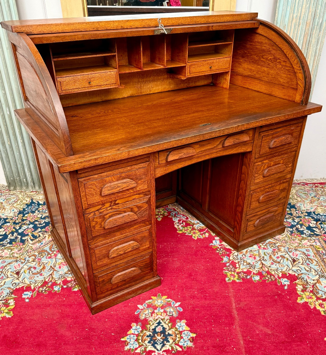 Solid Oak American Desk-photo-3