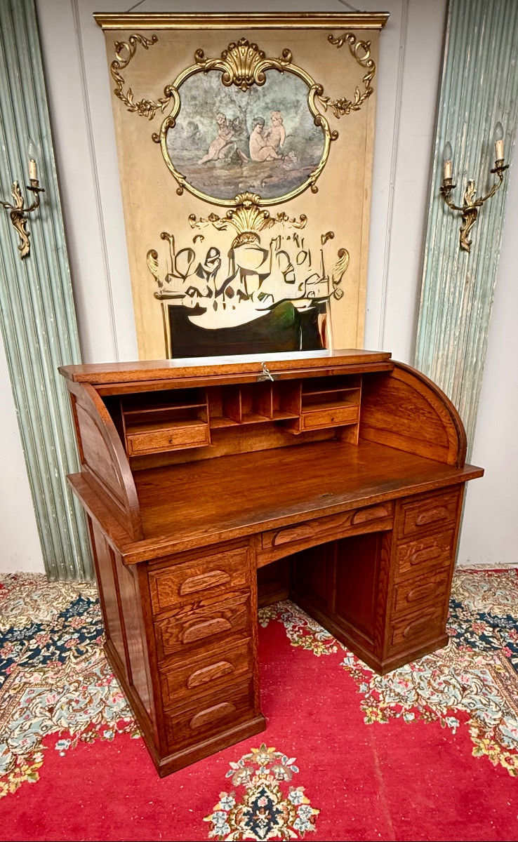 Solid Oak American Desk-photo-4
