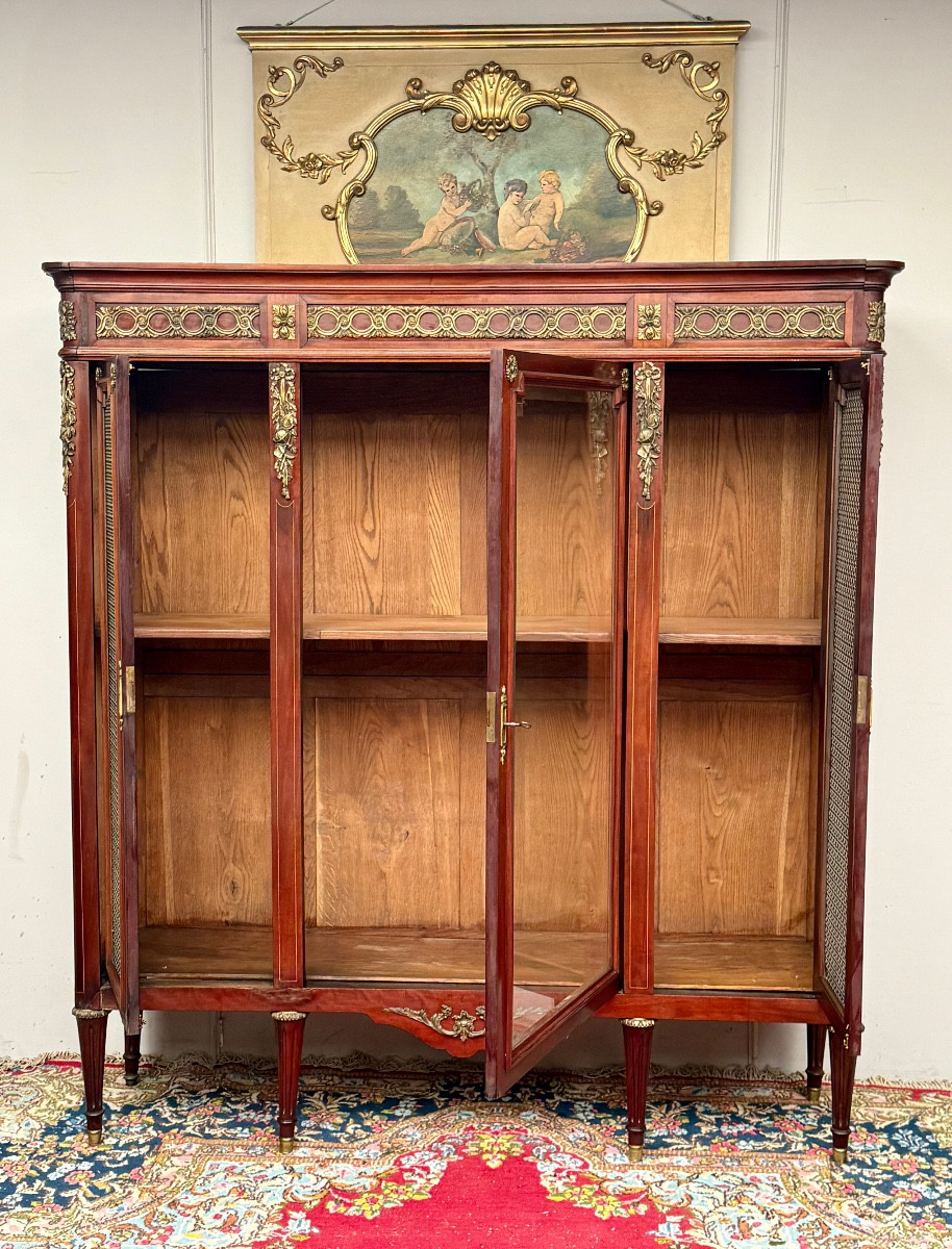 Mahogany Bookcase In The Louis XVI Style From The 19th Century-photo-2