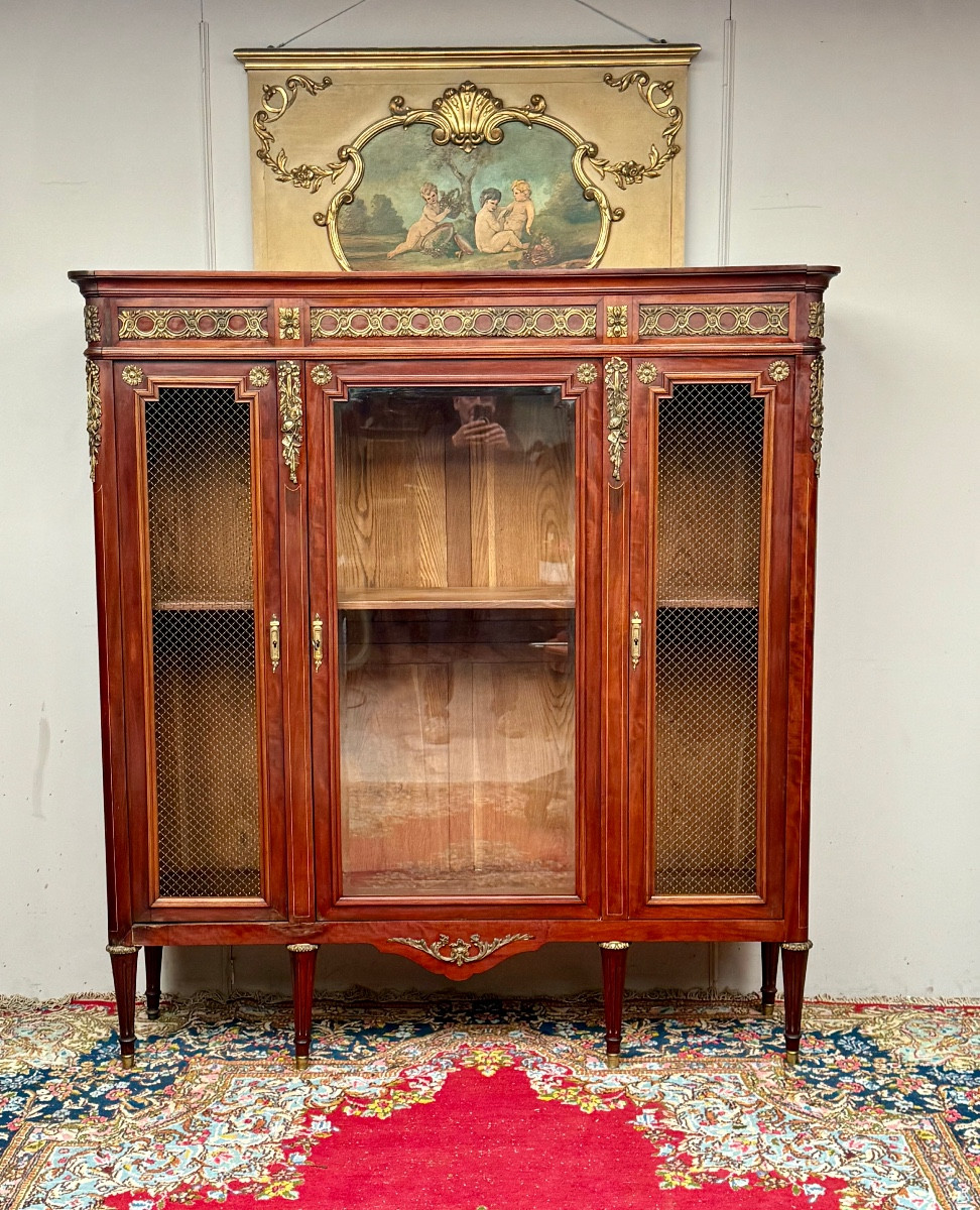 Mahogany Bookcase In The Louis XVI Style From The 19th Century-photo-3