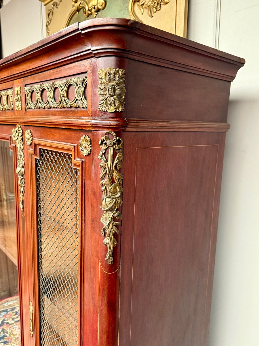 Mahogany Bookcase In The Louis XVI Style From The 19th Century-photo-3