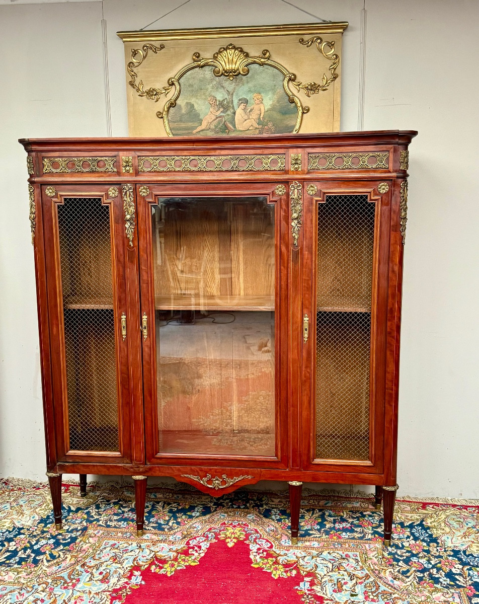 Mahogany Bookcase In The Louis XVI Style From The 19th Century-photo-4