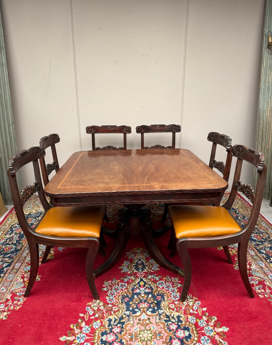 Mahogany Dining Table With Extensions, English Style-photo-4