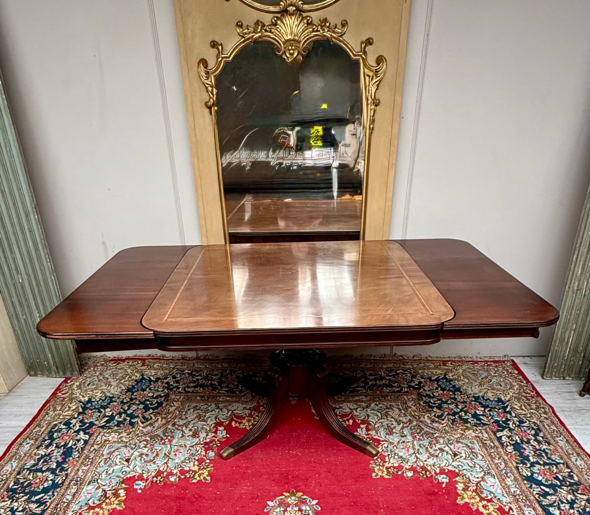 Mahogany Dining Table With Extensions, English Style