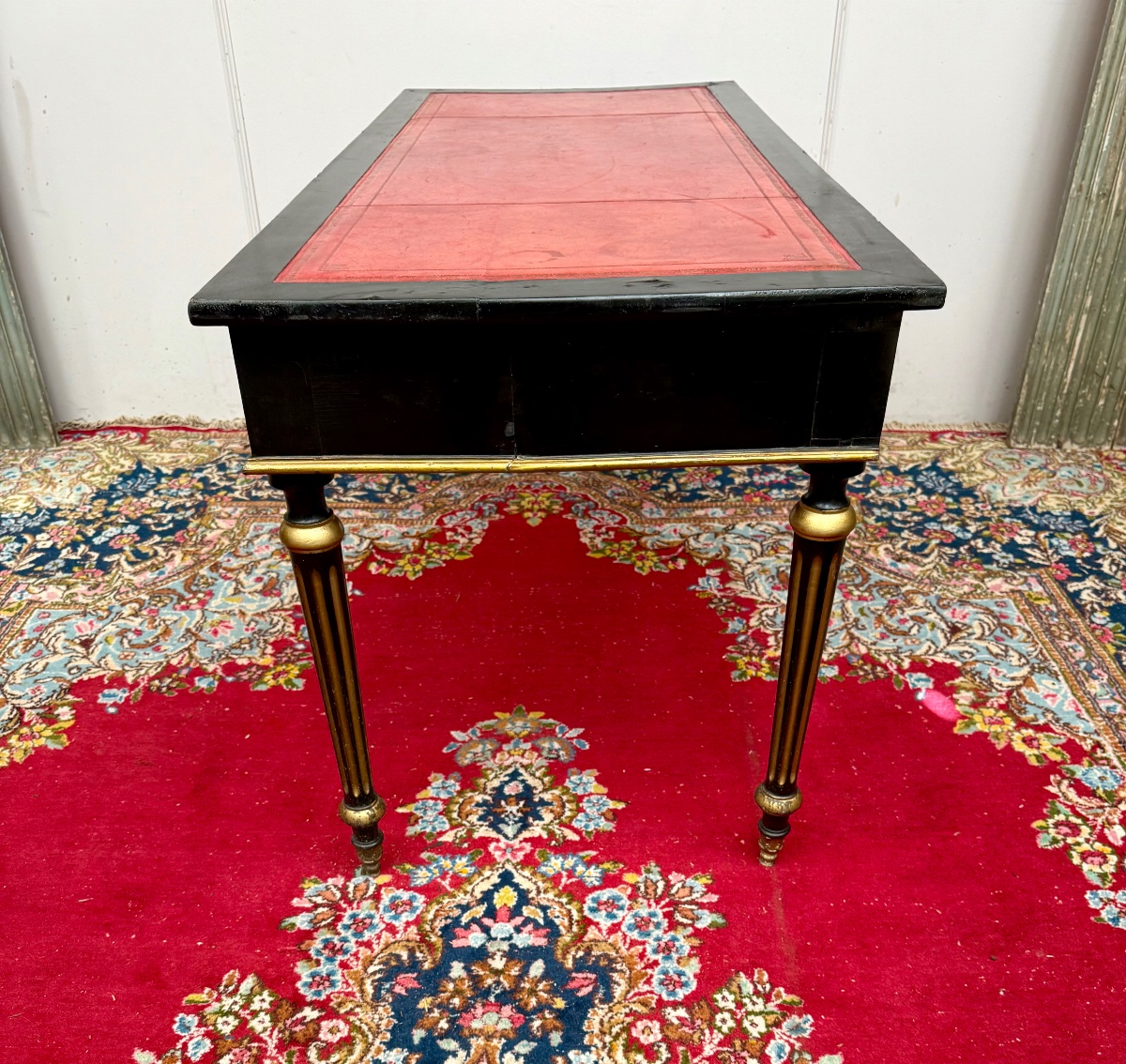  19th-century Louis XVI-style Black Lacquered Desk -photo-4
