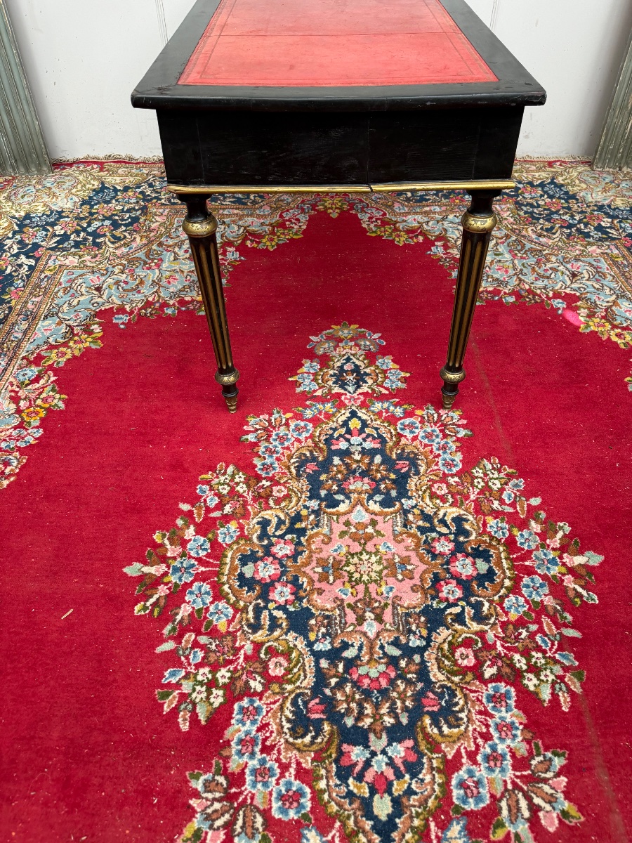  19th-century Louis XVI-style Black Lacquered Desk -photo-2