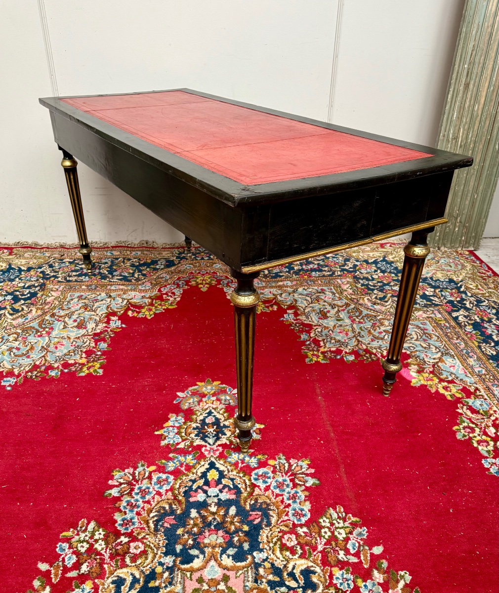  19th-century Louis XVI-style Black Lacquered Desk -photo-4
