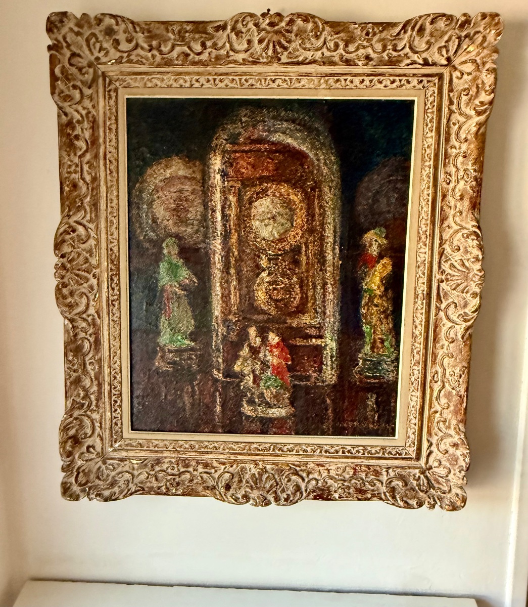 Oil On Canvas Depicting A Clock -photo-3