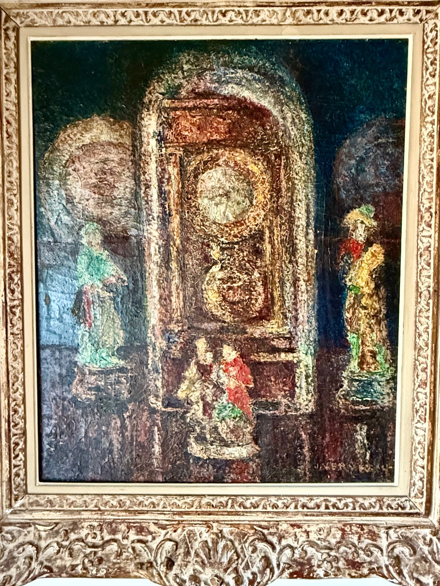 Oil On Canvas Depicting A Clock -photo-4