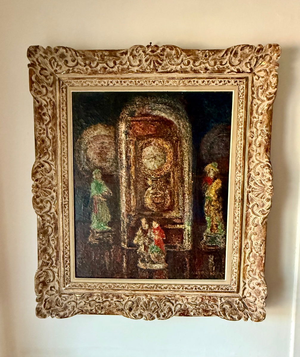 Oil On Canvas Depicting A Clock -photo-3