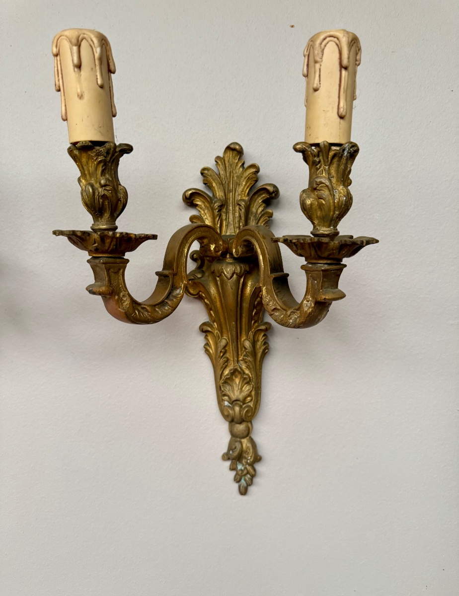 Pair Of Bronze Wall Sconces -photo-1