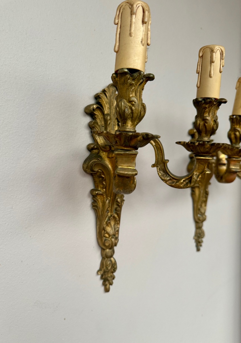 Pair Of Bronze Wall Sconces -photo-2