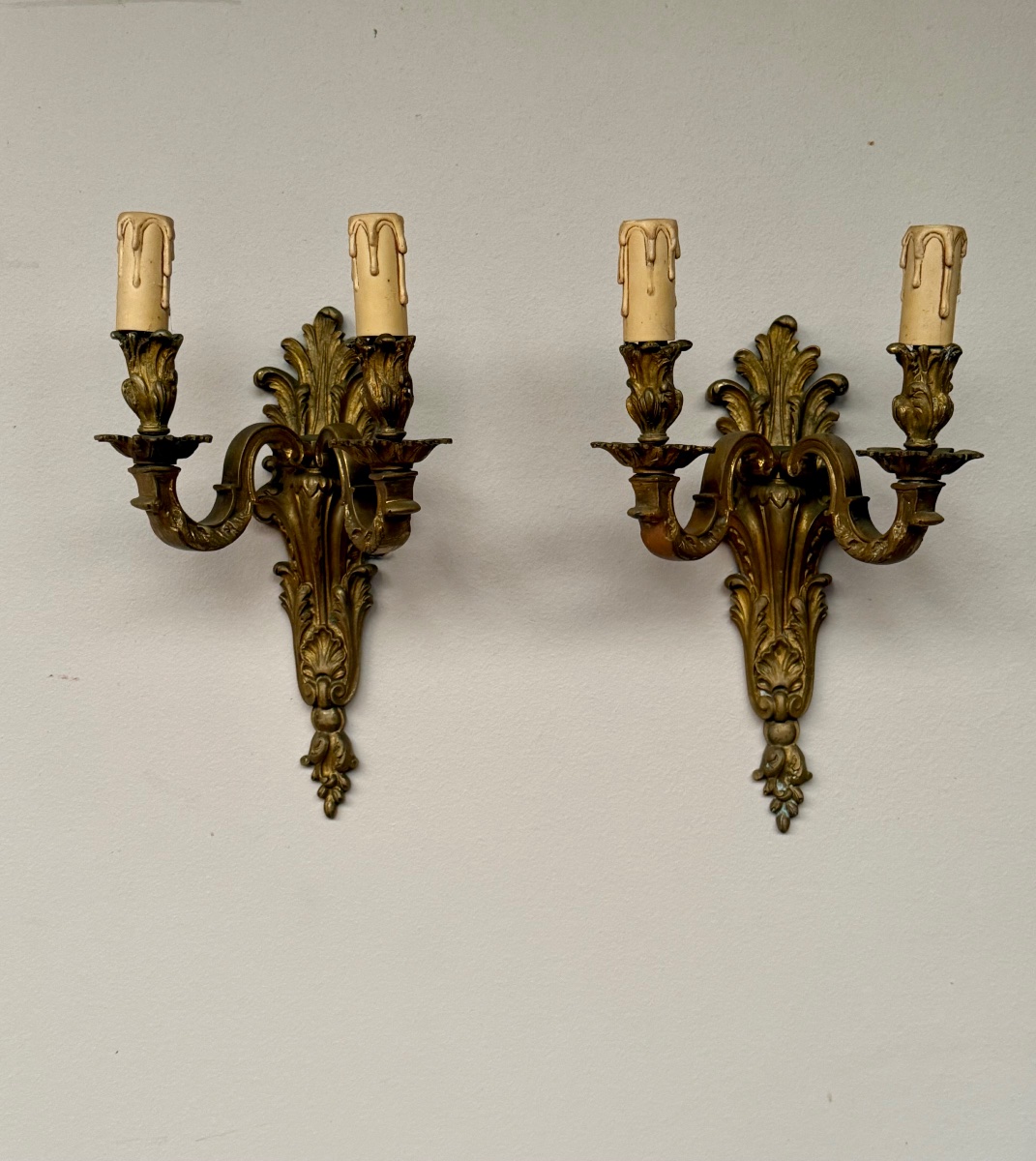 Pair Of Bronze Wall Sconces -photo-3