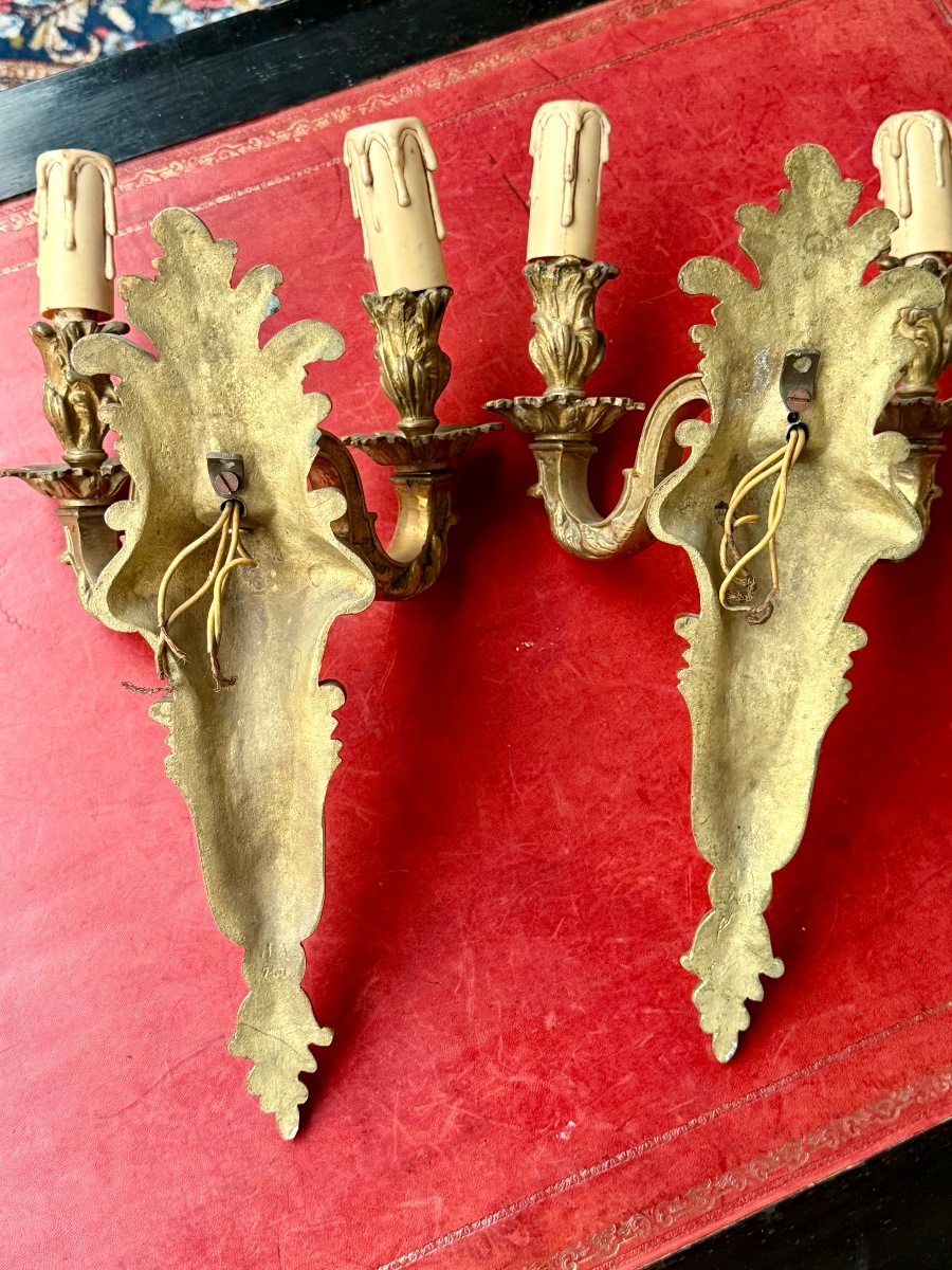 Pair Of Bronze Wall Sconces -photo-4