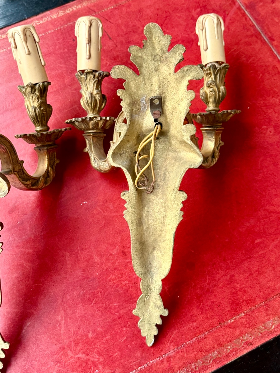 Pair Of Bronze Wall Sconces -photo-5