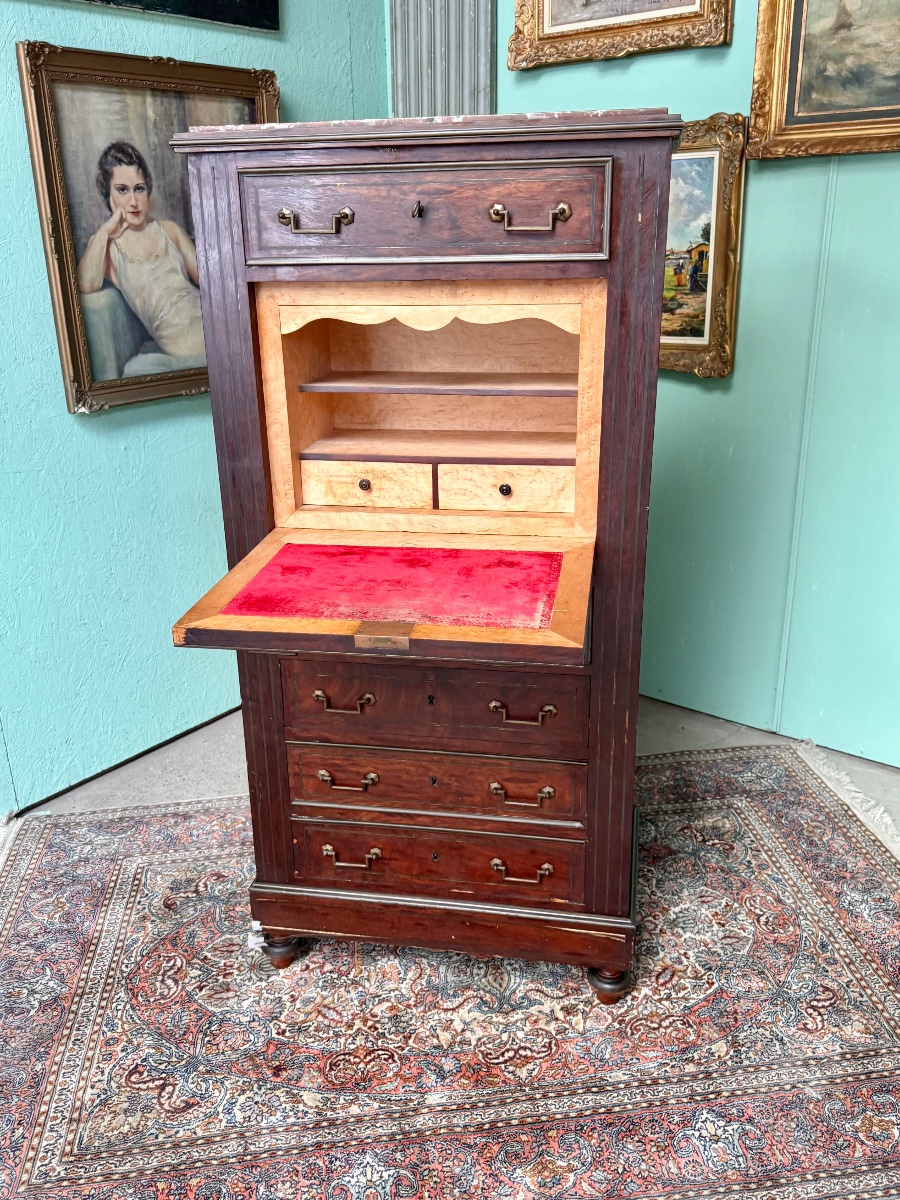 Chiffonnier formant secrétaire de style Louis XVI -photo-5