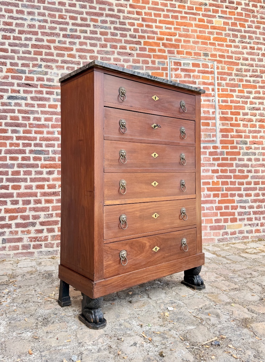 Papst François-ignace, Mahogany Secretary Desk From The Consulate Period, Stamped “early 19th Century” -photo-2