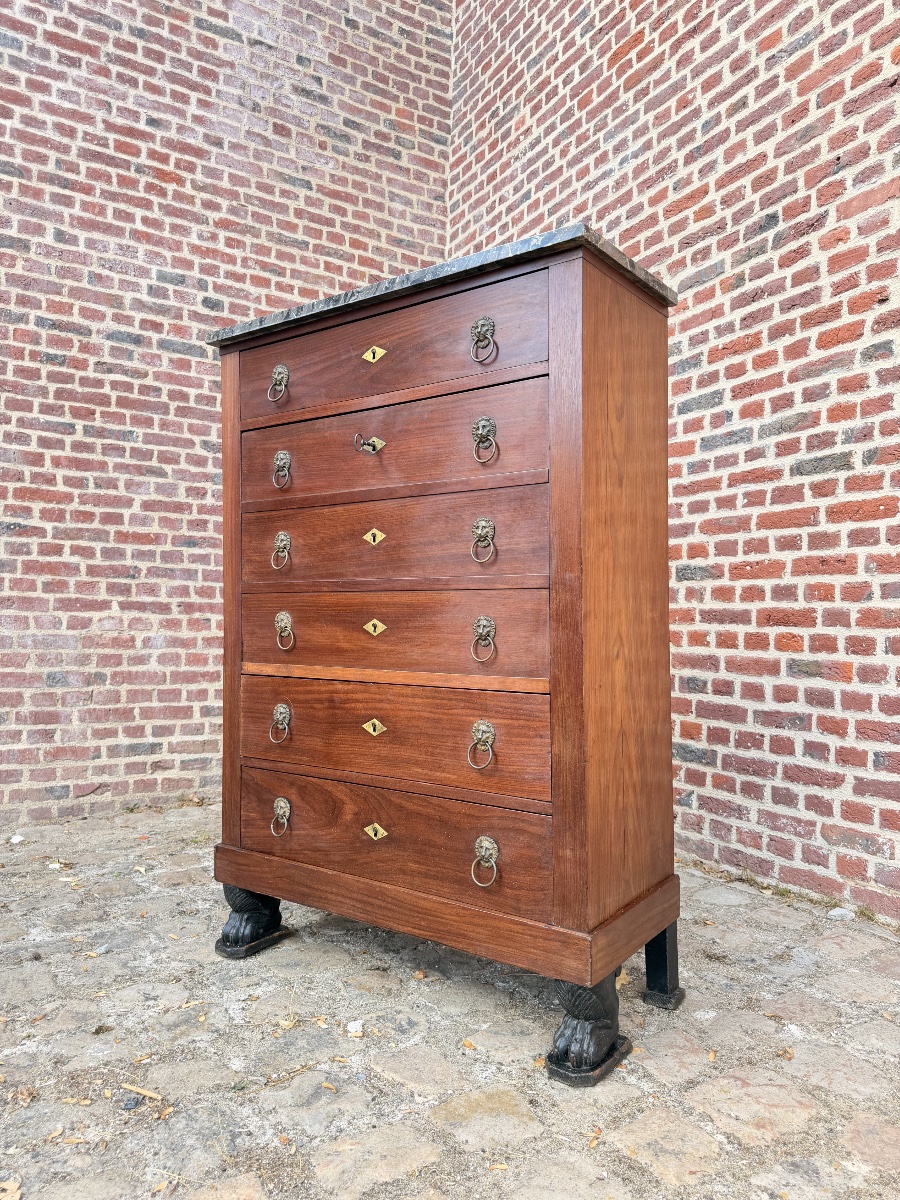 Papst François-ignace, Mahogany Secretary Desk From The Consulate Period, Stamped “early 19th Century” -photo-3
