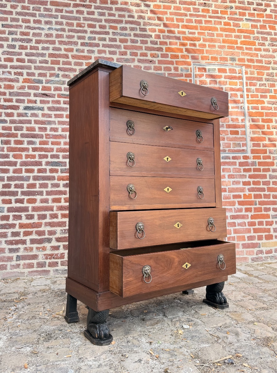Papst François-ignace, Mahogany Secretary Desk From The Consulate Period, Stamped “early 19th Century” -photo-3