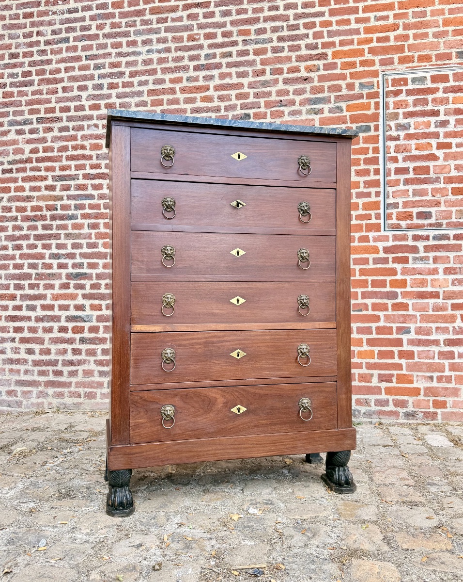 Papst François-ignace, Mahogany Secretary Desk From The Consulate Period, Stamped “early 19th Century” -photo-4