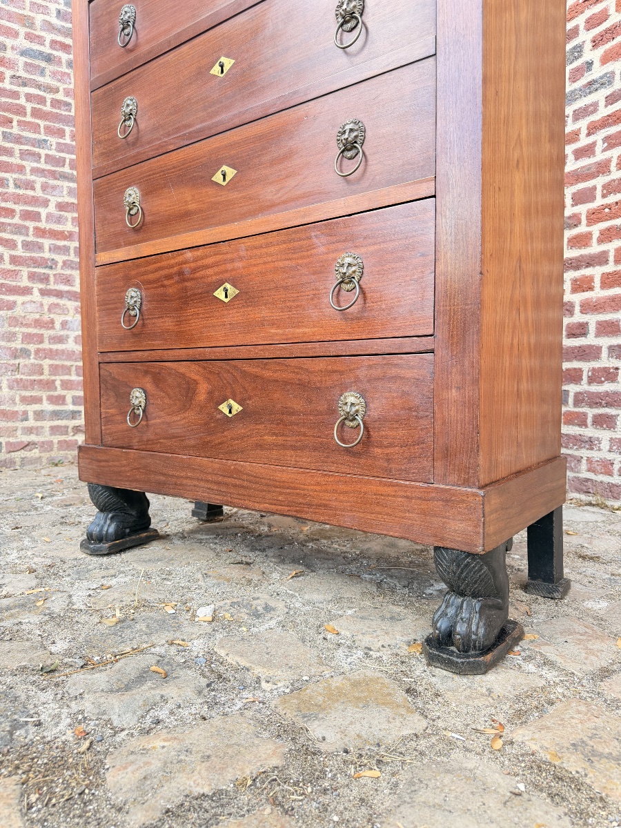 Papst François-ignace, Mahogany Secretary Desk From The Consulate Period, Stamped “early 19th Century” -photo-5