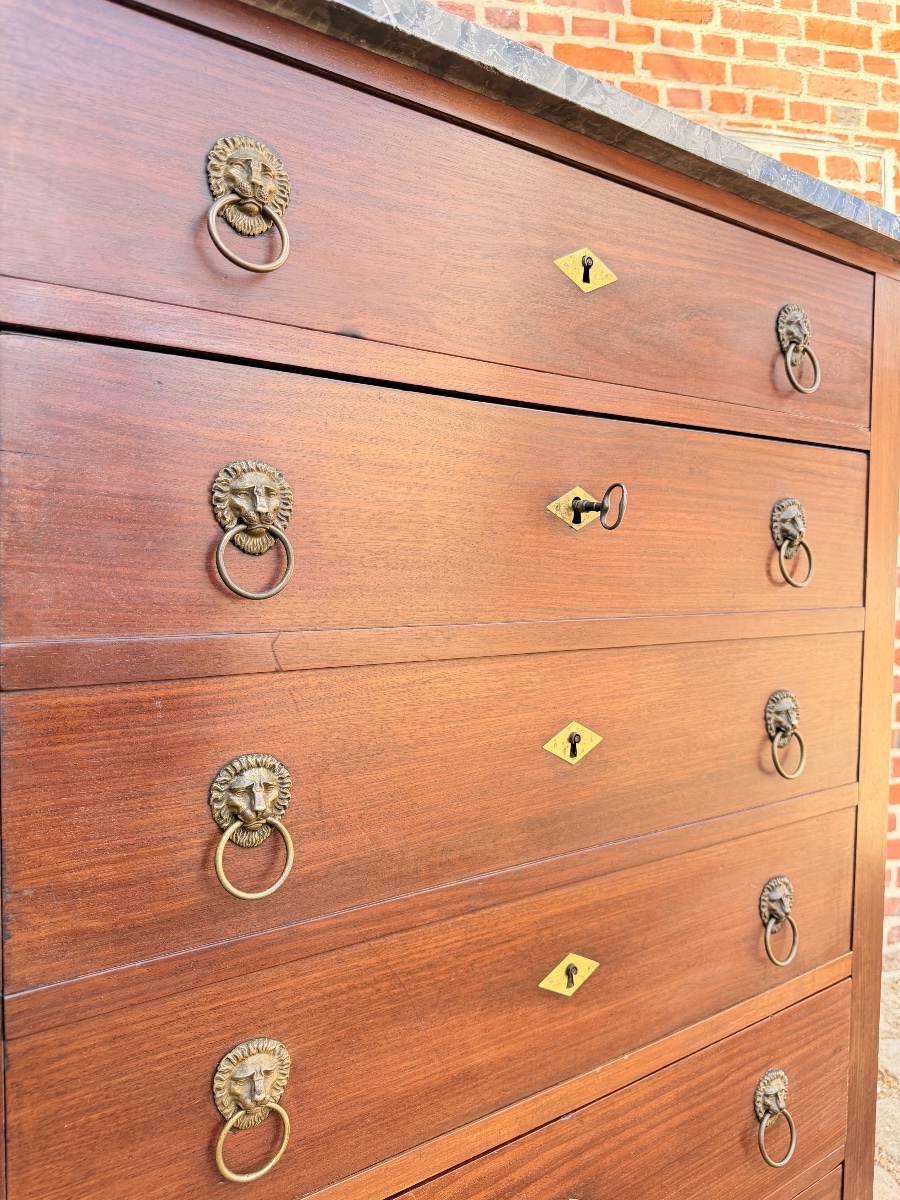 Papst François-ignace, Mahogany Secretary Desk From The Consulate Period, Stamped “early 19th Century” -photo-6