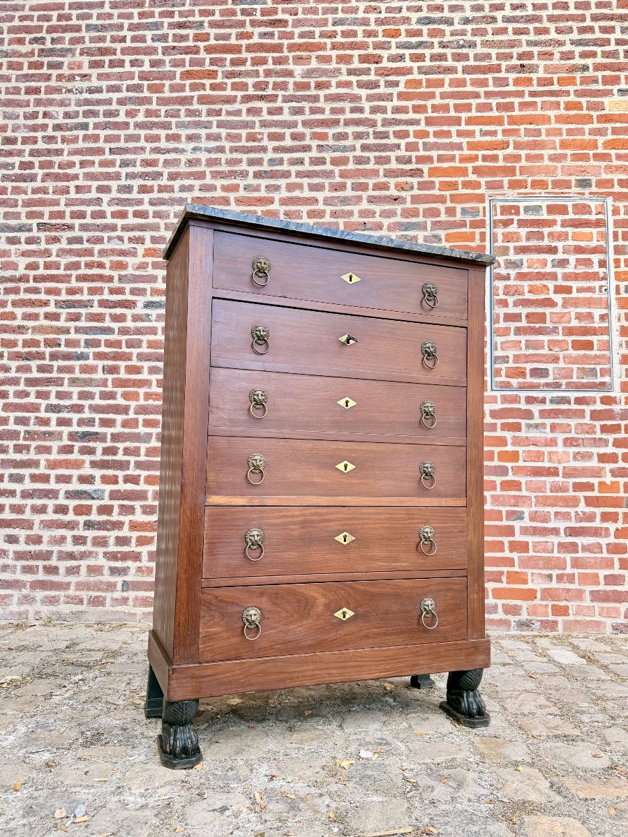 Papst François-ignace, Mahogany Secretary Desk From The Consulate Period, Stamped “early 19th Century” 